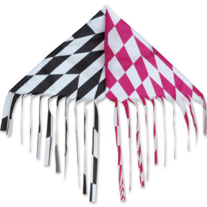 half black and white checkered with half pink and white checkered triangle kite