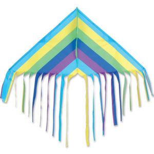 blue, yellow, green, dark blue, purple triangle kite