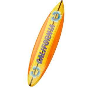 surfboard wall art california with blue flowers